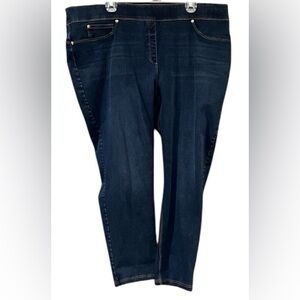 Slim Factor by Investments Plus Ankle Women’s Dark Wash Blue Stretch Jeans Sz 3X